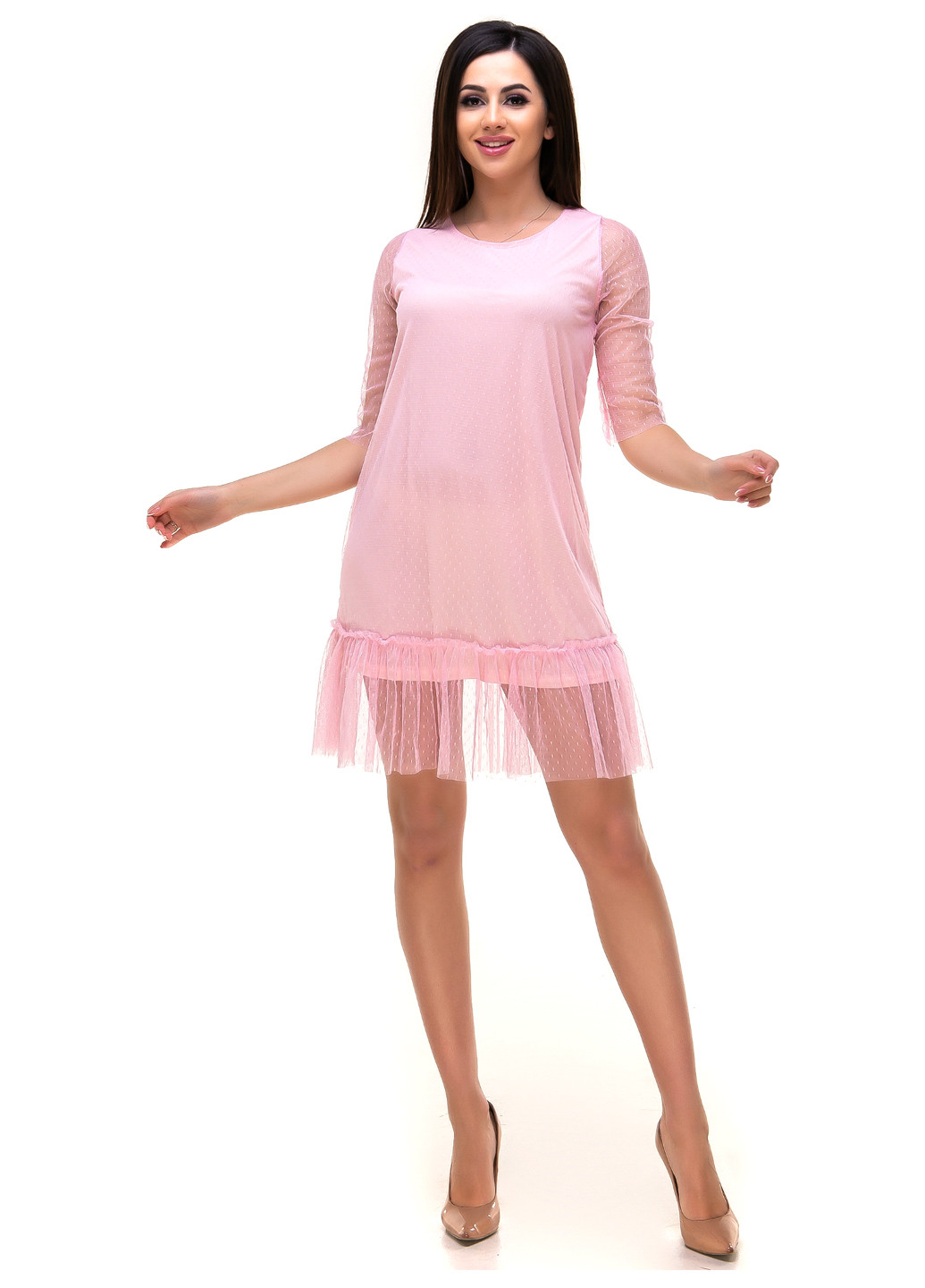 Світло-рожева коктейльна сукня коротка Olsa однотонна