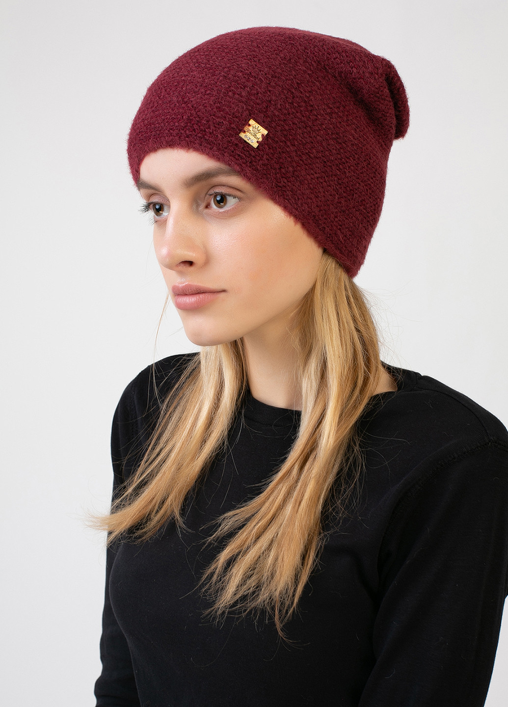 Зимняя теплая ангоровая женская шапка на флисовой подкладке 551119 DeMari вельвет ангора (237904066)