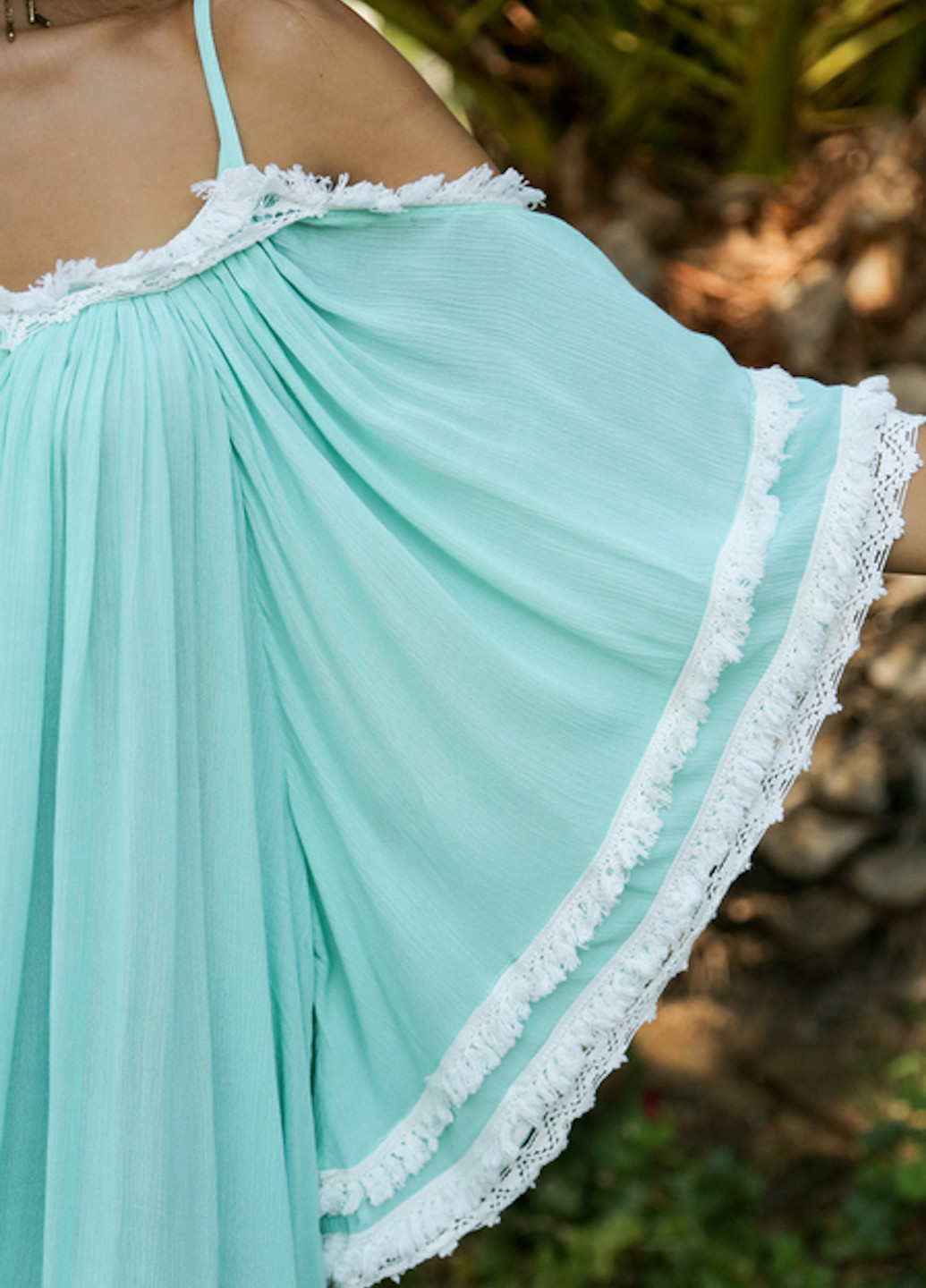 Мятное кэжуал платье а-силуэт Anastasea однотонное