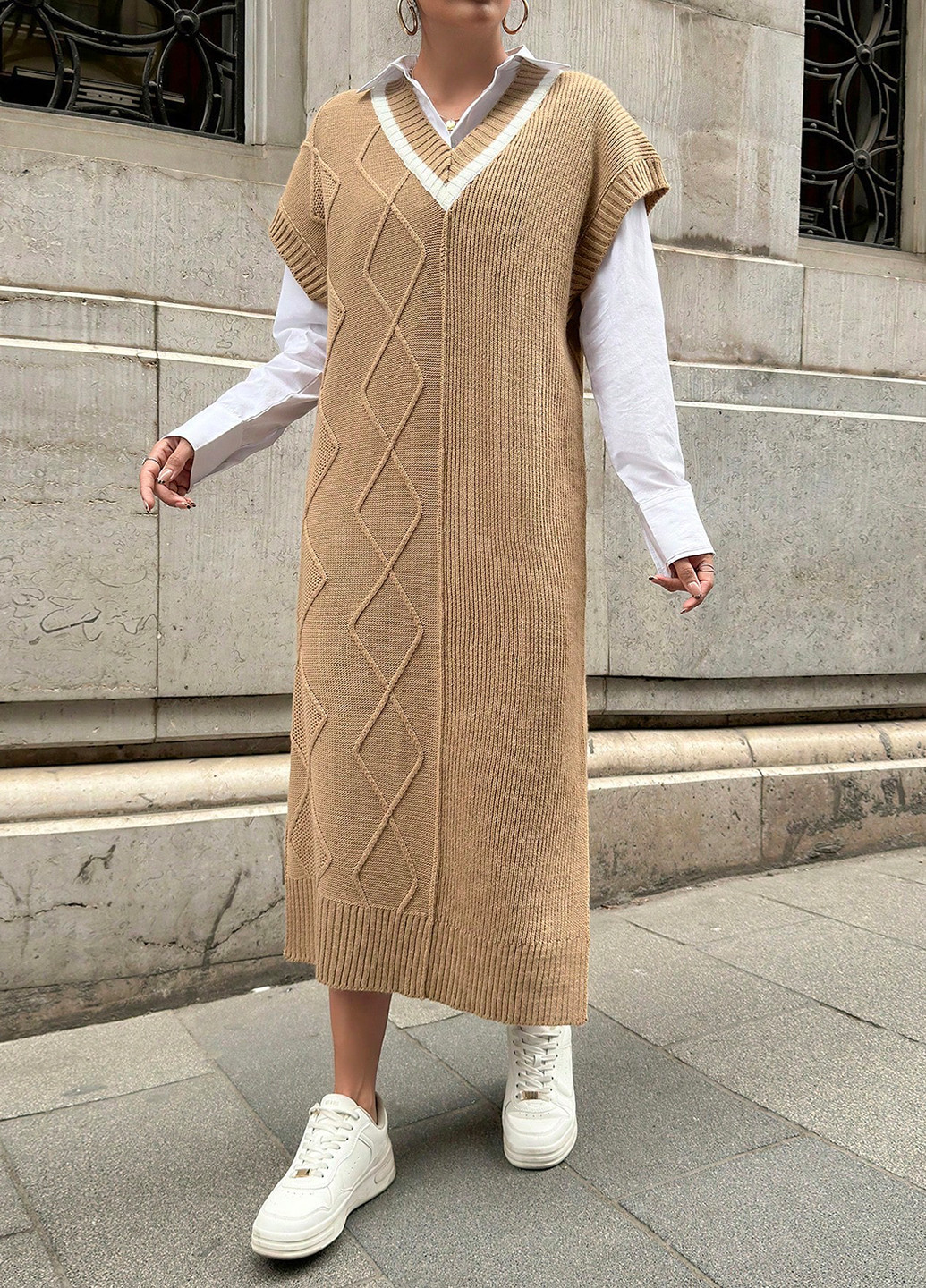 Демисезонный женский сарафан SHEIN однотонный