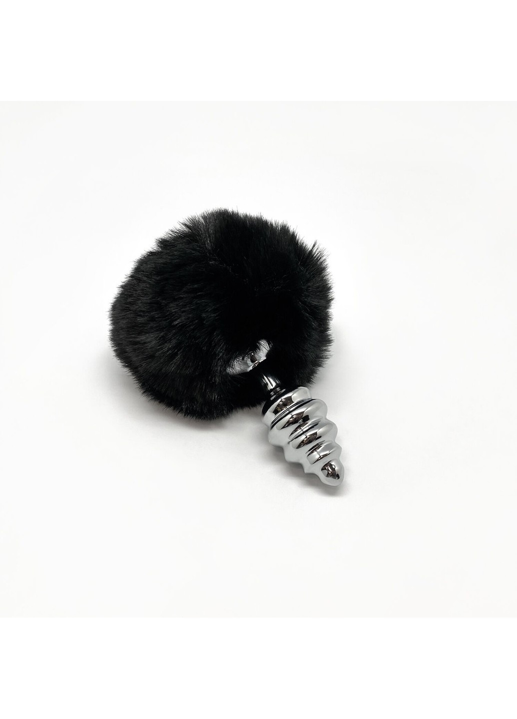 Металева анальна пробка Кролячий хвостик Fluffly Twist Plug S Black Alive (254785186)