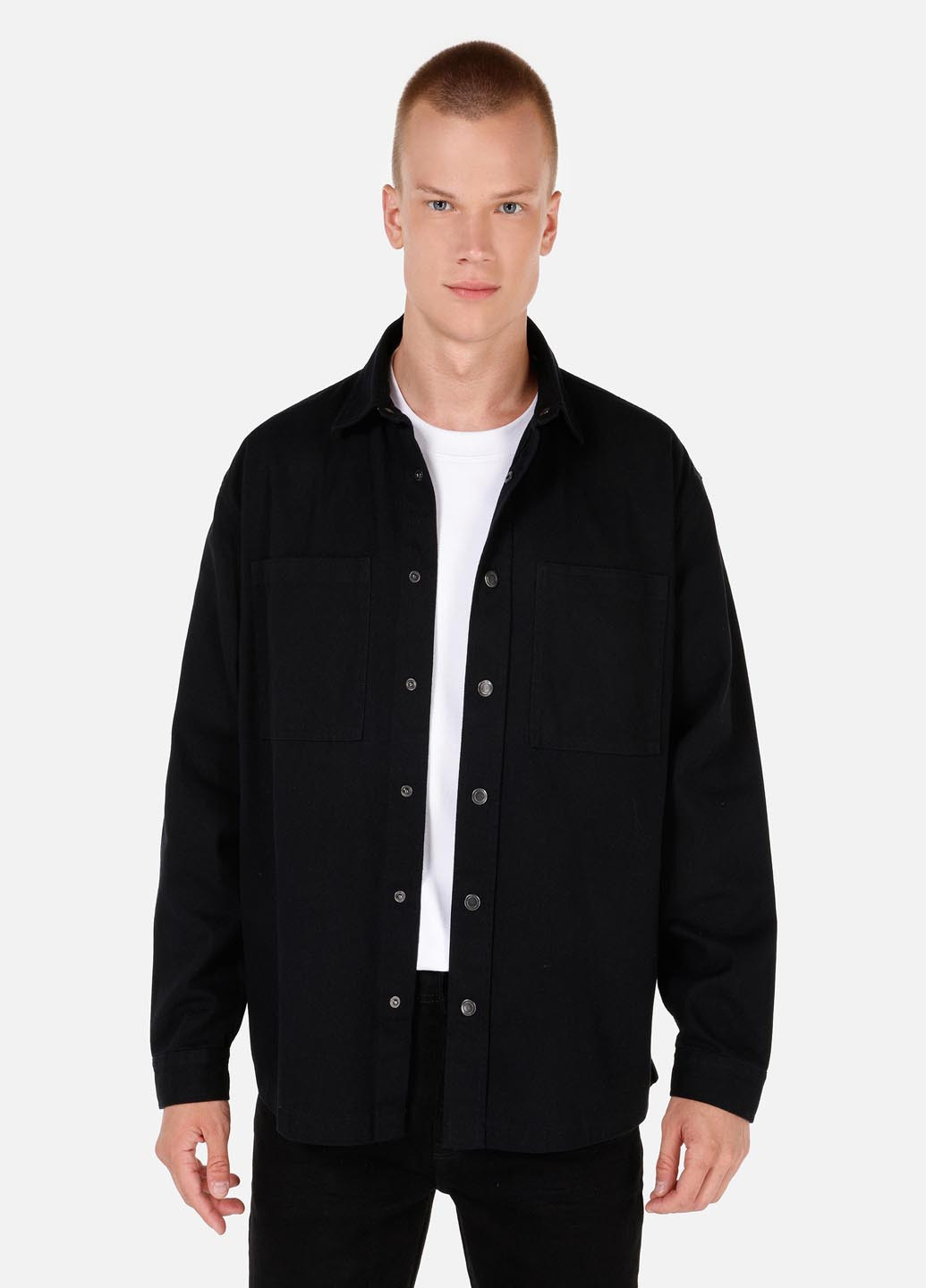 Черная кэжуал рубашка однотонная Colin's