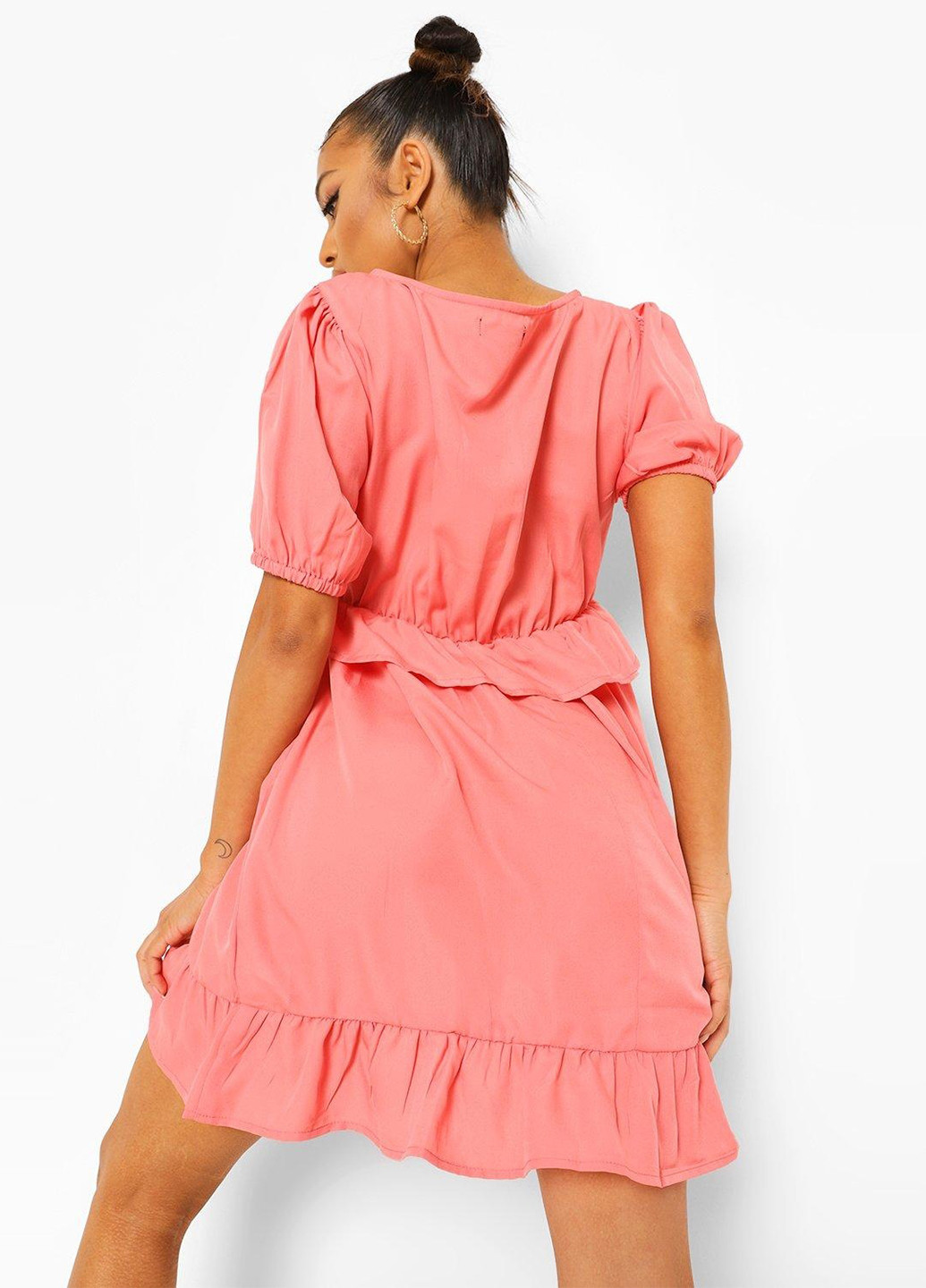 Світло-рожева кежуал сукня кльош Boohoo однотонна