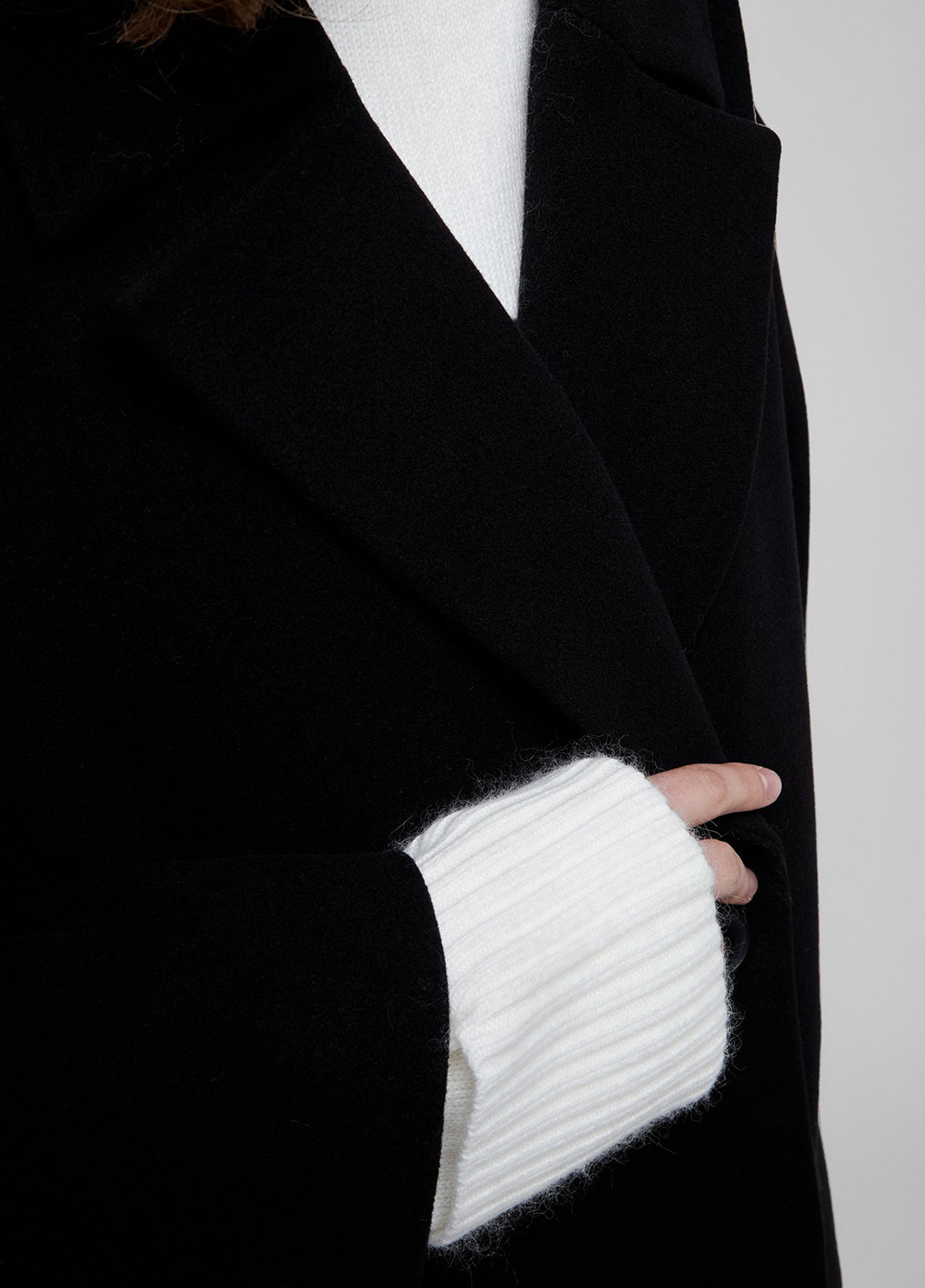 Черное зимнее Пальто двубортное PRPY