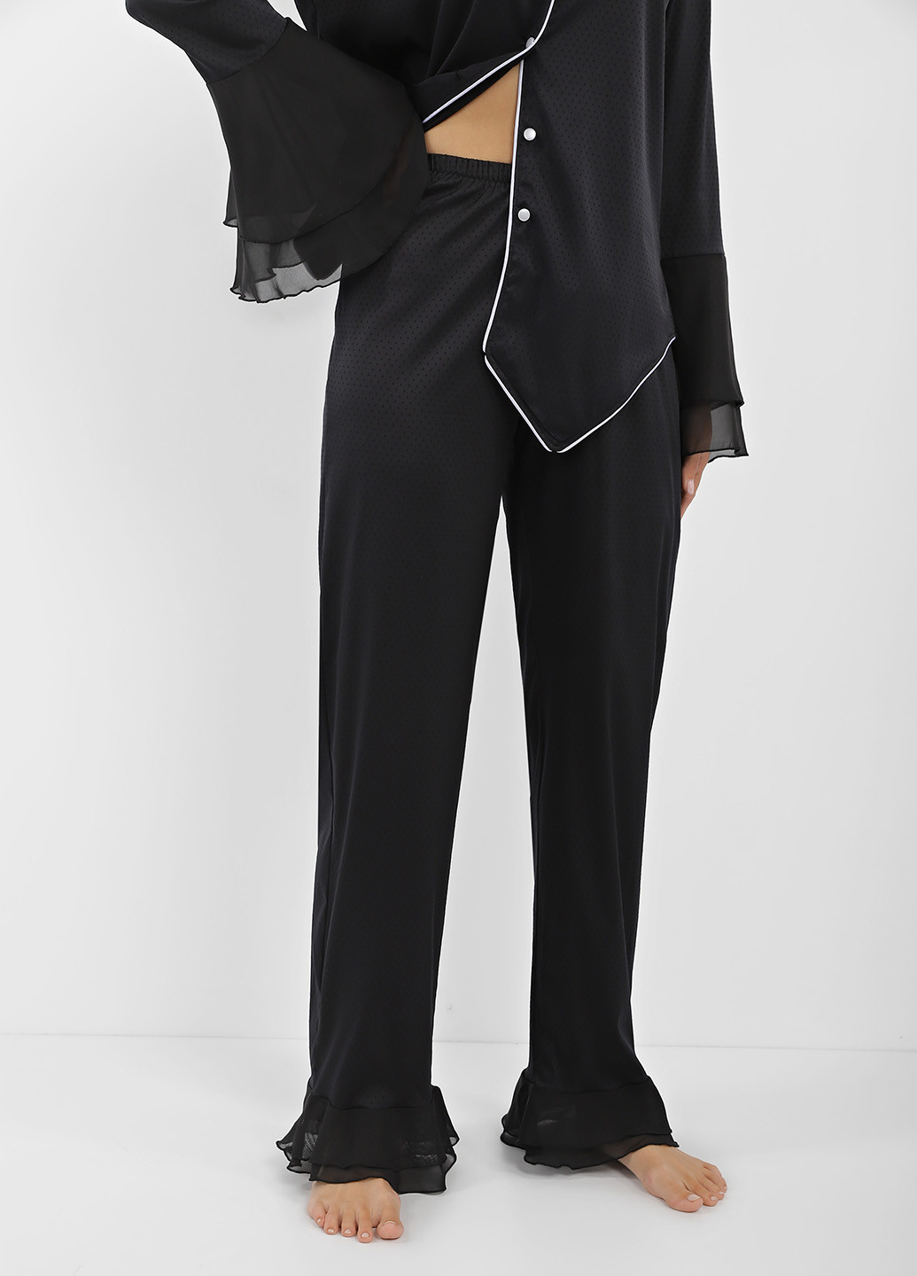 Черный демисезонный комплект (блуза, брюки) Silence