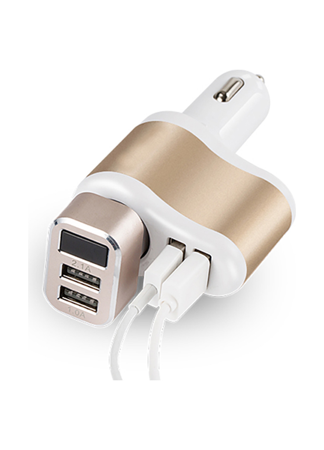 Автомобильное зарядное устройство 2 USB, 2.1A + авто разветветиль Gold/White XoKo cc-303 (132540129)