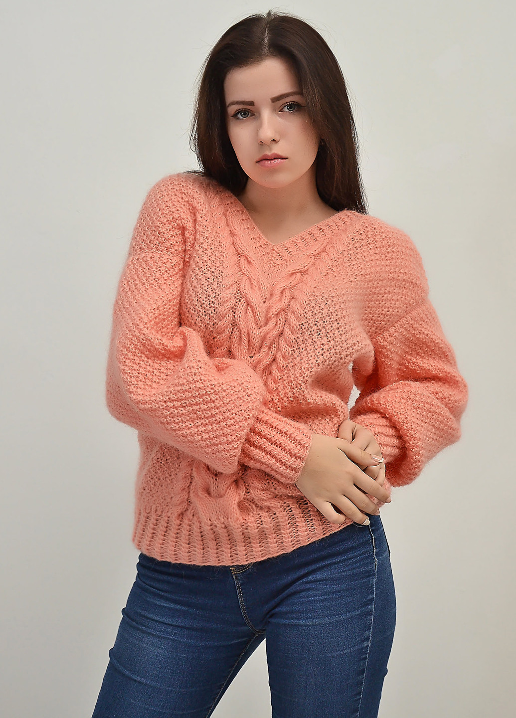 Персиковый демисезонный пуловер пуловер Keslove