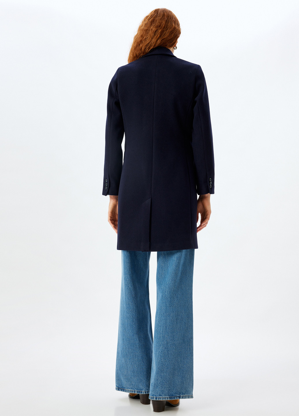 Темно-синее демисезонное Пальто двубортное KOTON