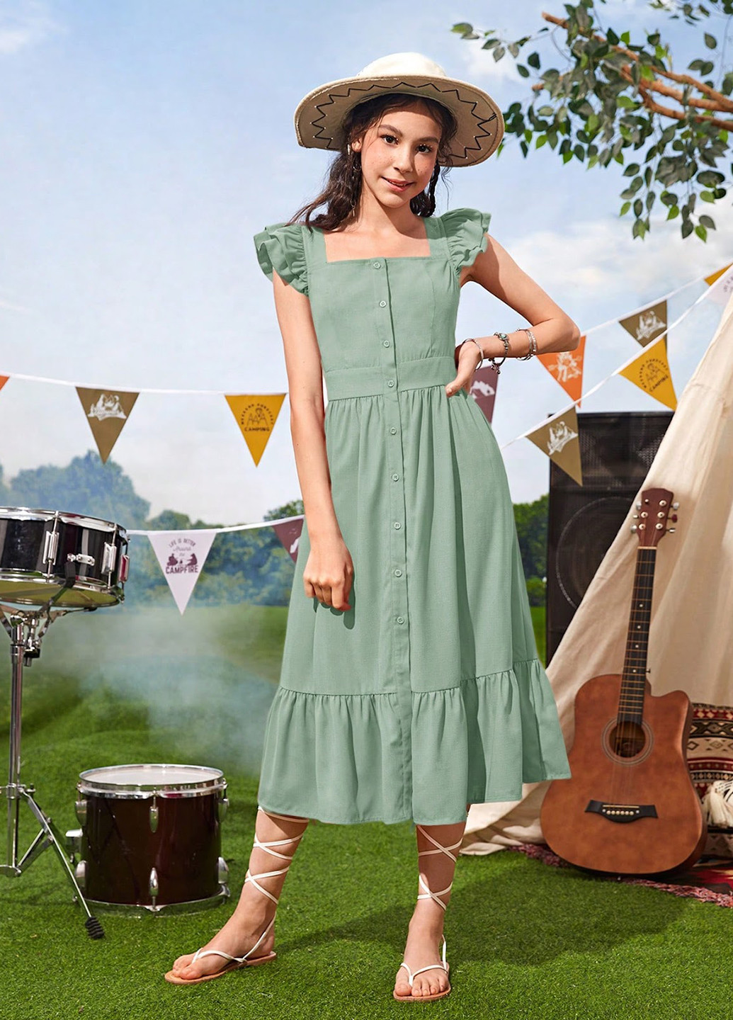 Светло-зелёное платье SHEIN (324691928)