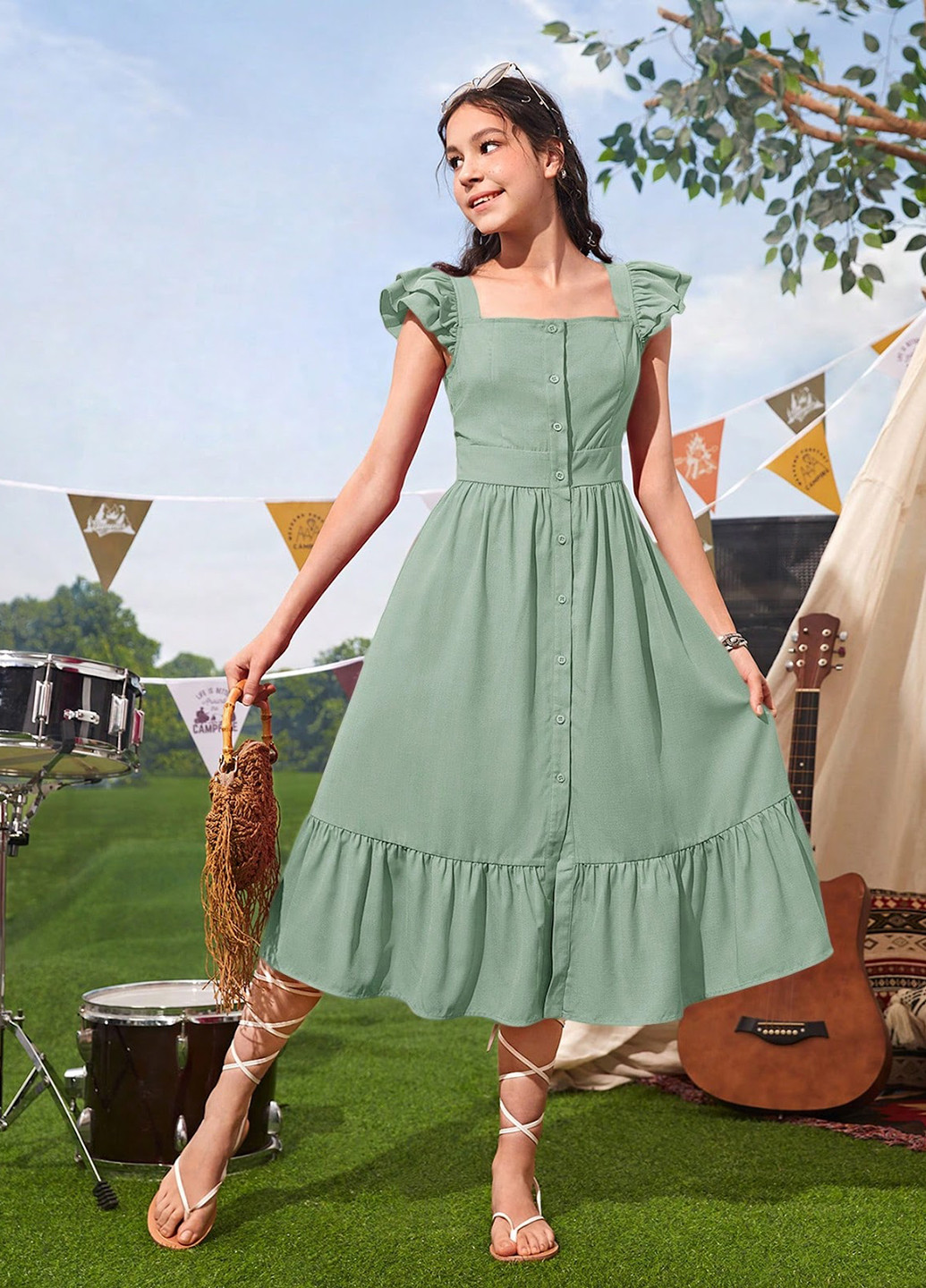 Светло-зелёное платье SHEIN (324691928)