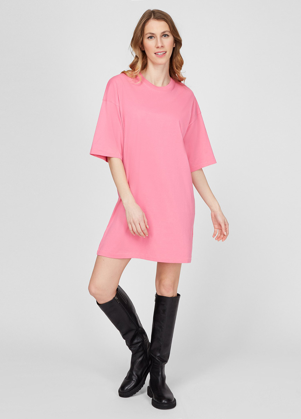 Розовое кэжуал платье платье-футболка Replay однотонное