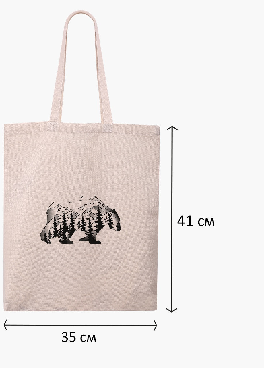 Эко сумка шоппер белая Медведь (Bear) (9227-1988-WT) Еко сумка шоппер біла 41*35 см MobiPrint (215865558)