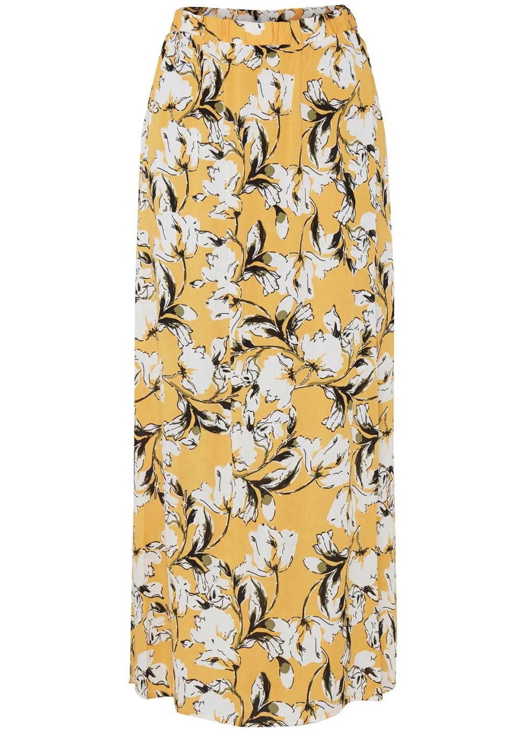 Желтая кэжуал цветочной расцветки юбка Ichi а-силуэта (трапеция)