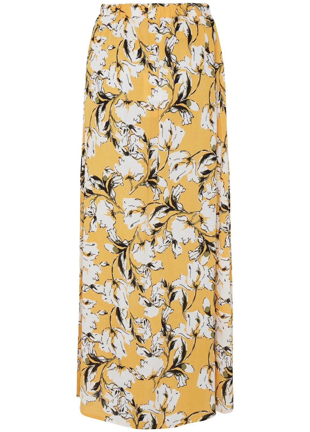 Желтая кэжуал цветочной расцветки юбка Ichi а-силуэта (трапеция)