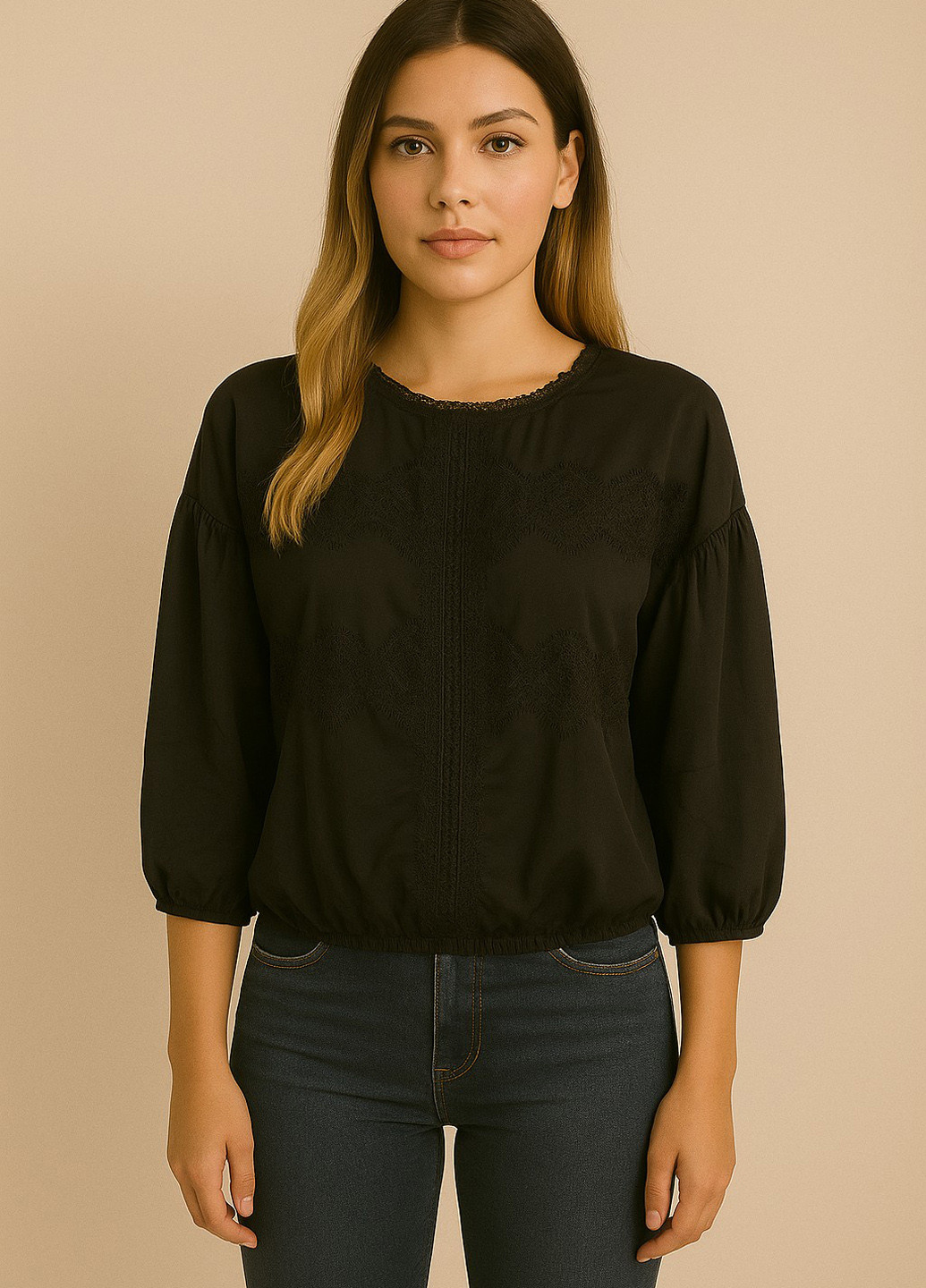 Чорна блуза Sassofono