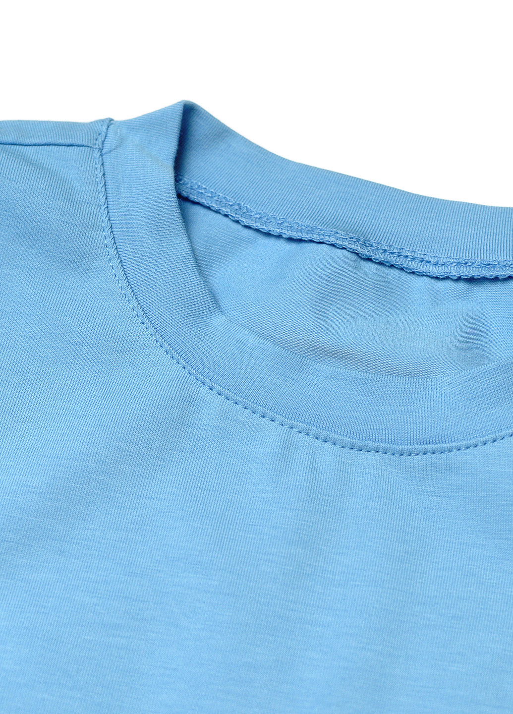 Голубая летняя футболка с коротким рукавом No Brand