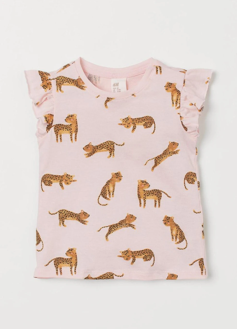 Розовая летняя футболка H&M