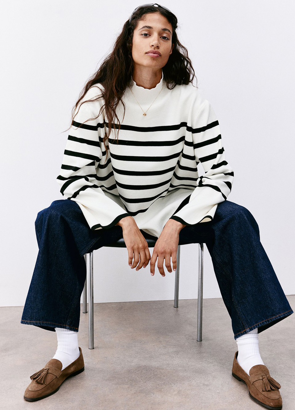 Белый зимний свитер джемпер H&M