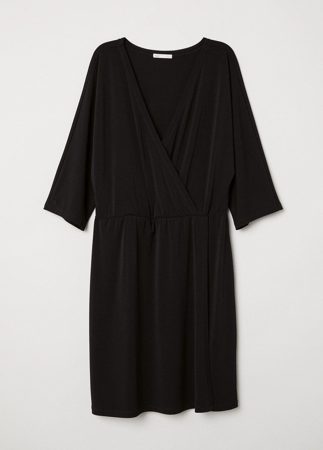 Черное кэжуал платье на запах H&M однотонное