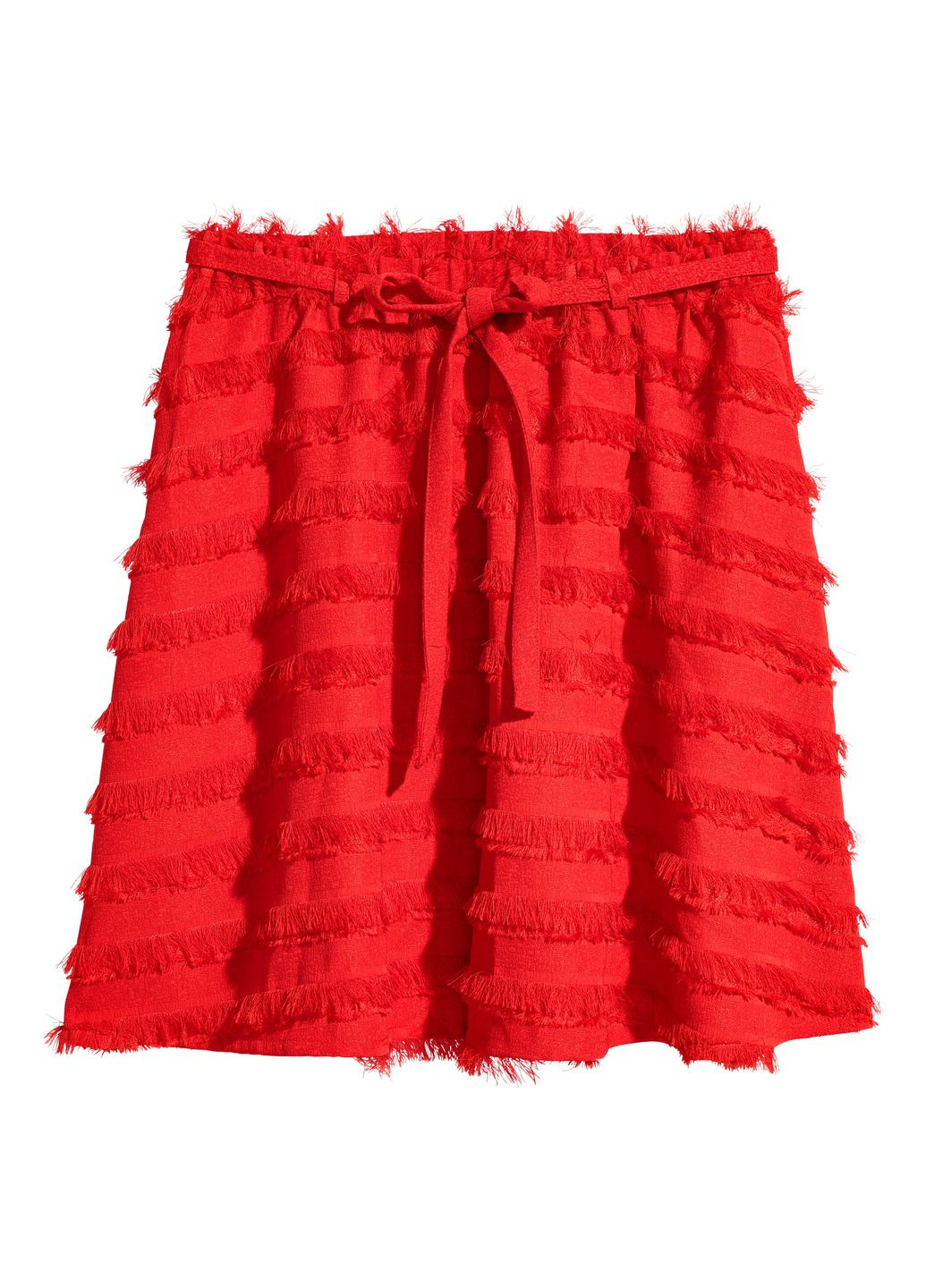 Красная кэжуал однотонная юбка H&M клешированная