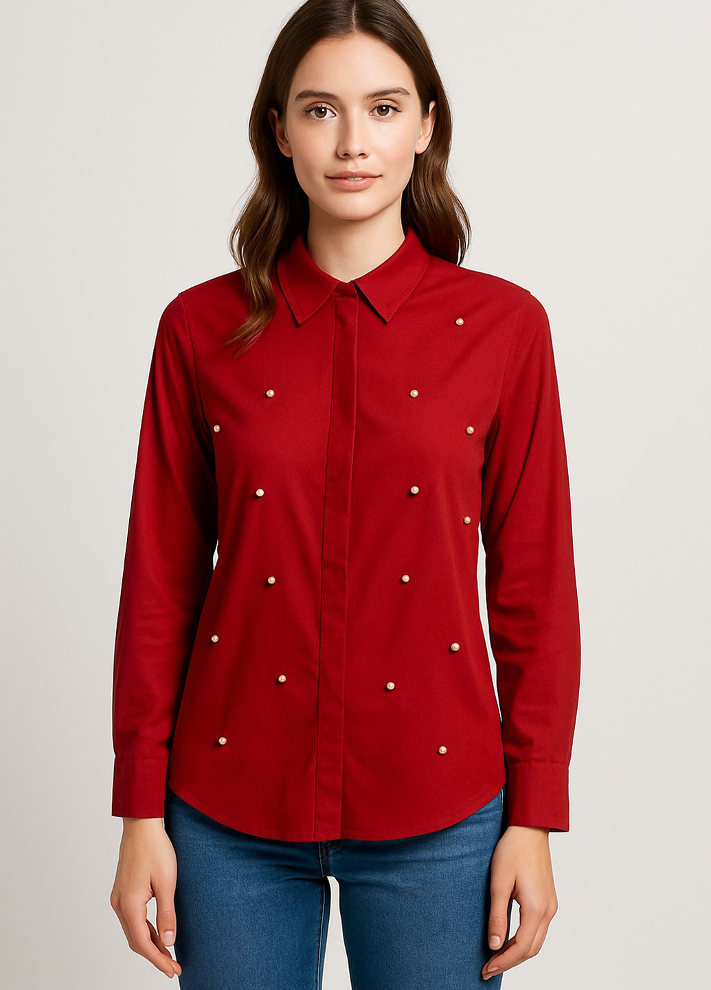 Красная кэжуал рубашка однотонная Imperial
