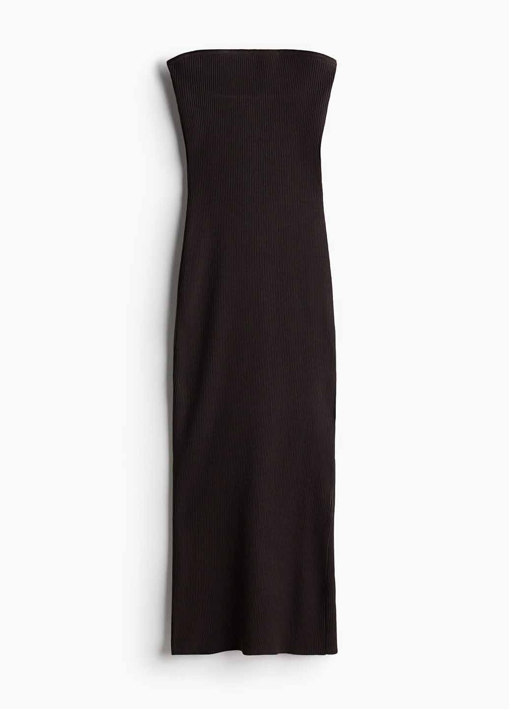 Коричнева кежуал сукня бандо H&M однотонна