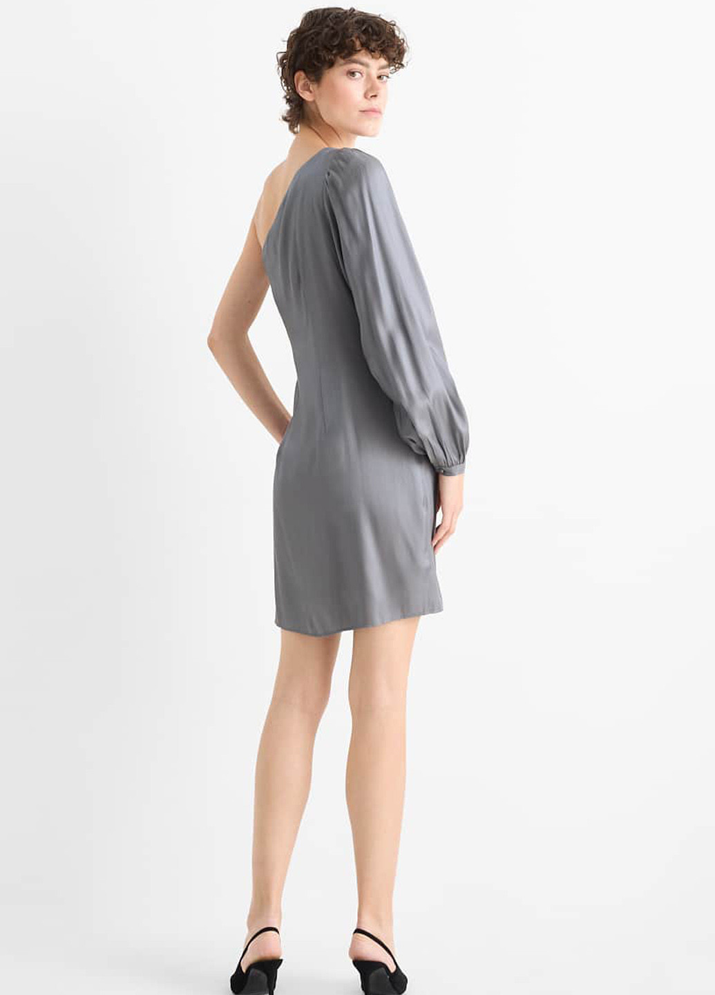 Сіра вечірня, кежуал сукня на одне плече C&A однотонна