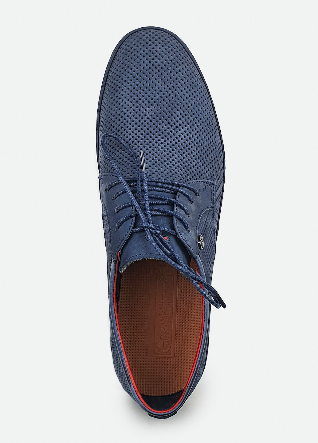 Зручні чоловічі туфлі в дірочку шкіряні темно-сині на шнурках 44 Cosottinni (232975907)