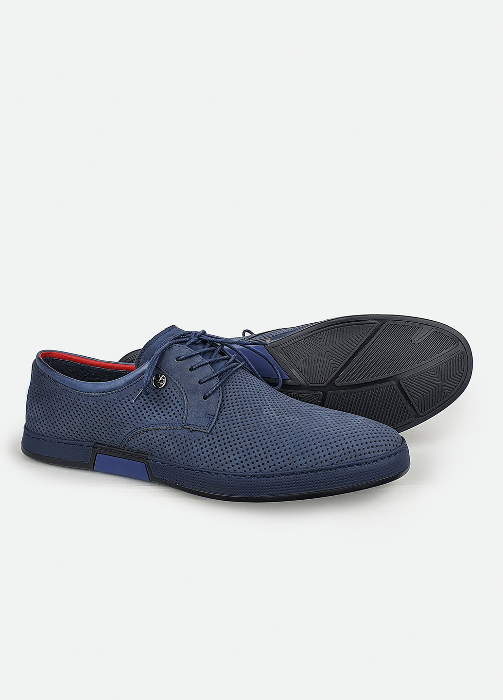 Зручні чоловічі туфлі в дірочку шкіряні темно-сині на шнурках 44 Cosottinni (232975907)