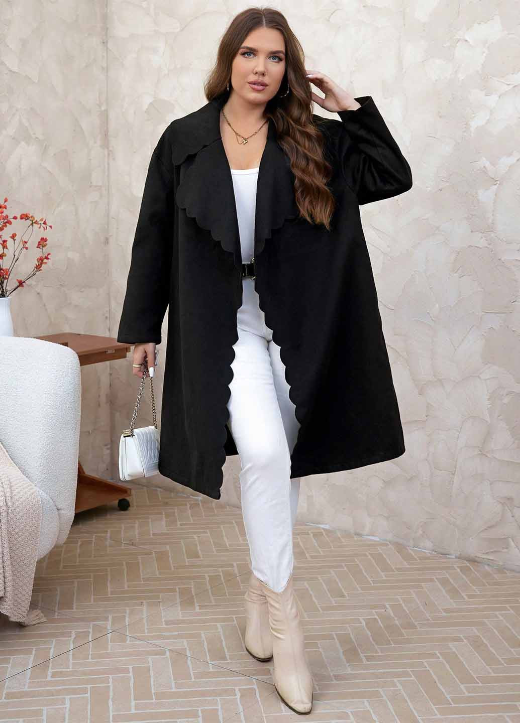 Черное демисезонное Пальто оверсайз SHEIN