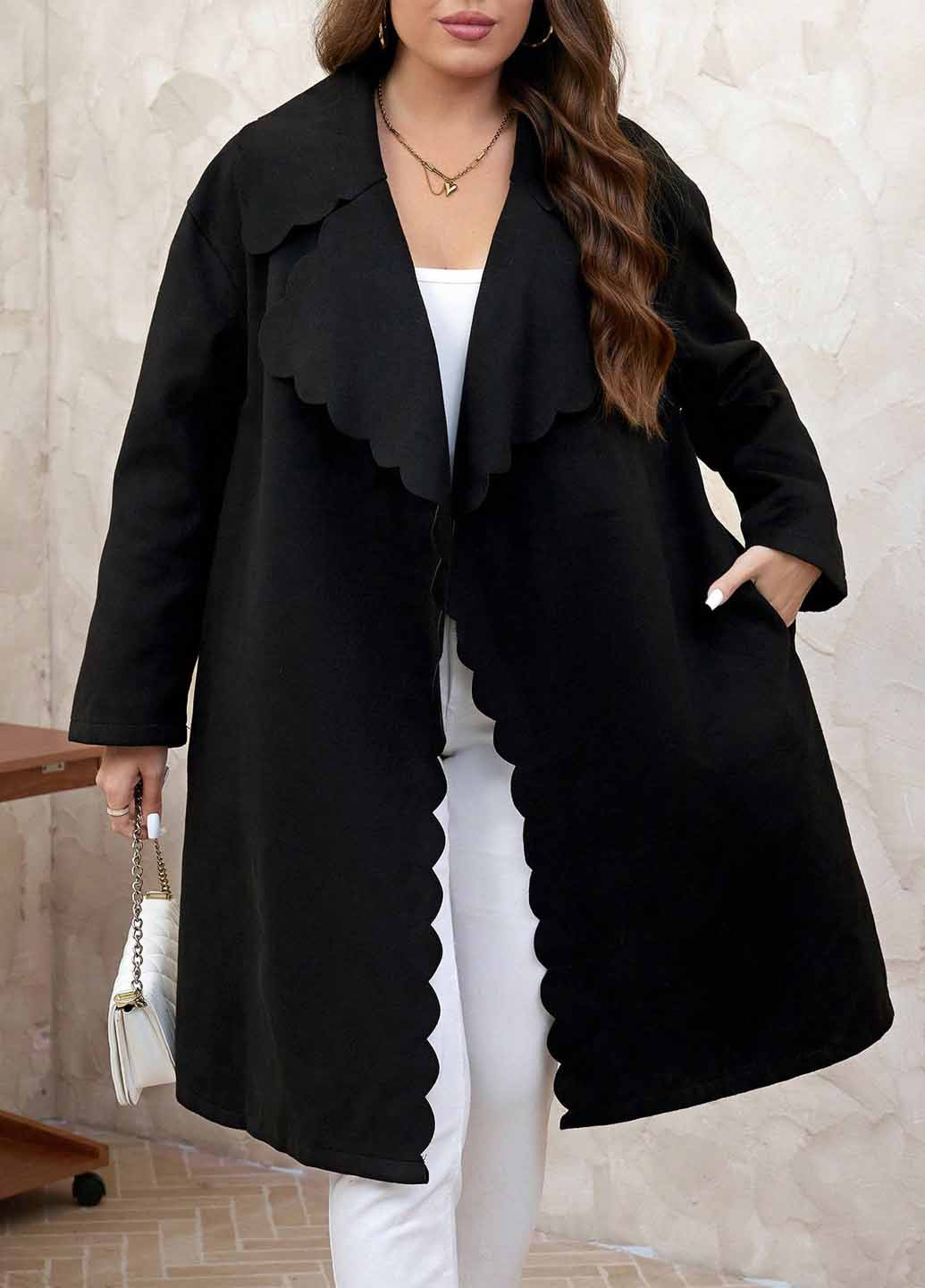 Черное демисезонное Пальто оверсайз SHEIN