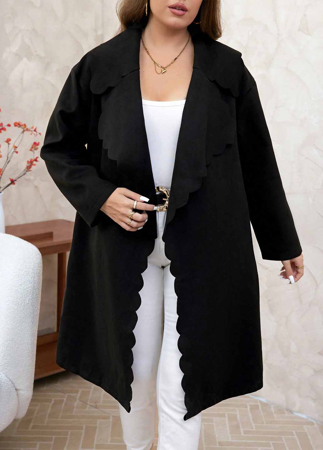 Черное демисезонное Пальто оверсайз SHEIN