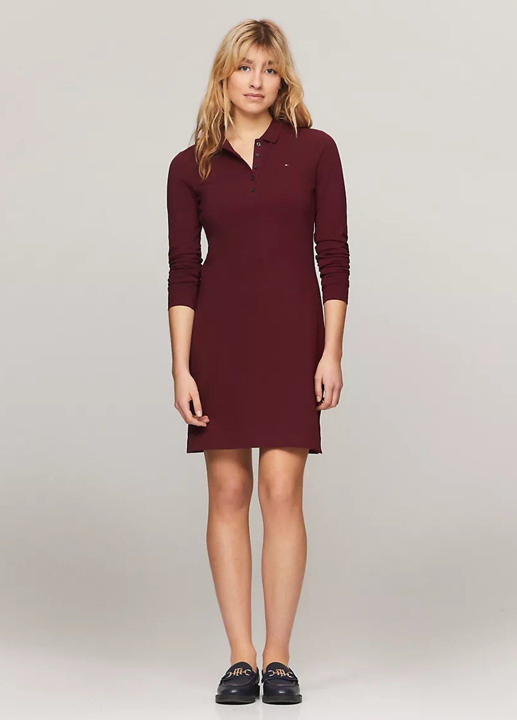 Бордовое кэжуал платье поло Tommy Hilfiger однотонное