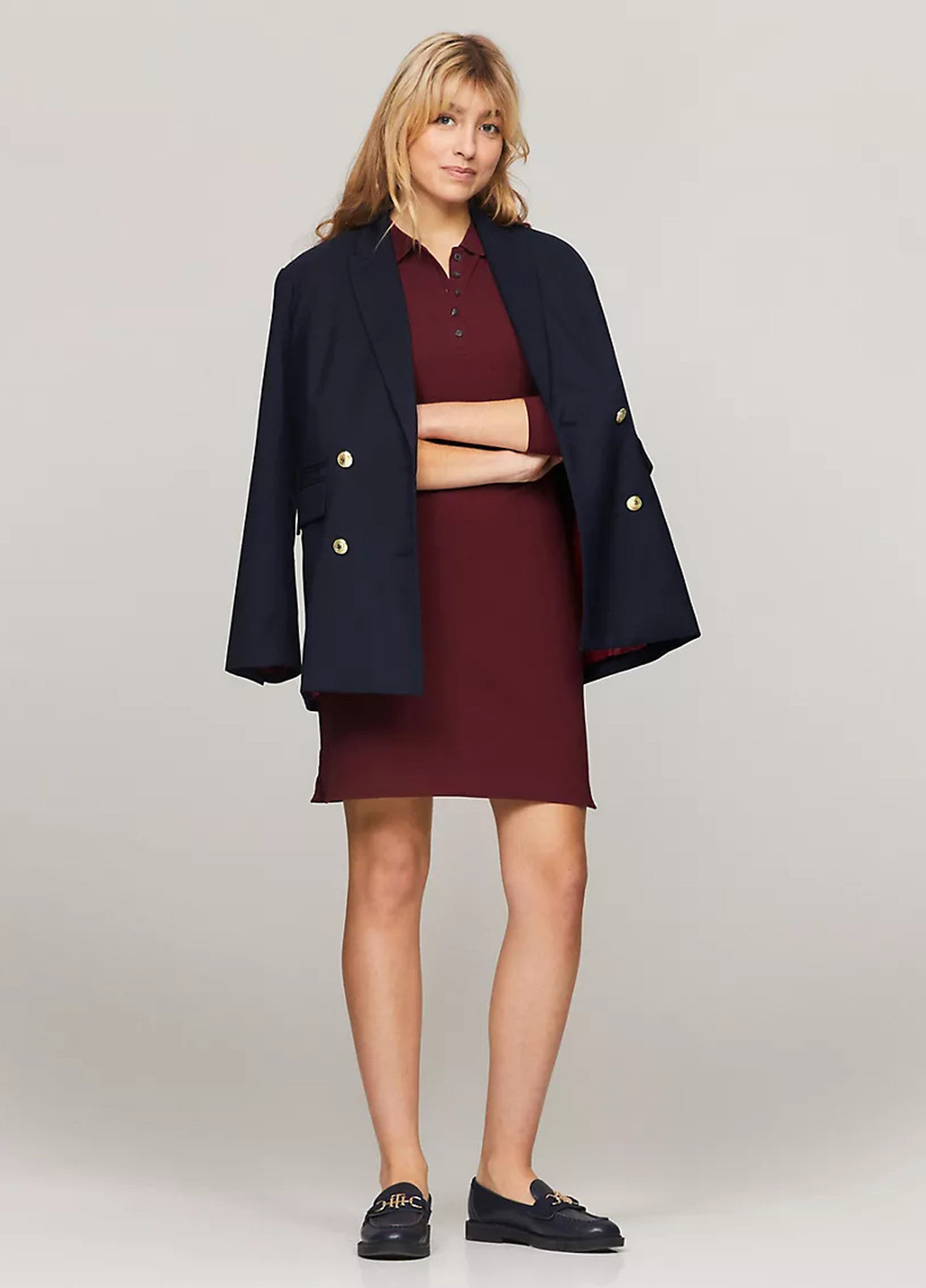 Бордовое кэжуал платье поло Tommy Hilfiger однотонное