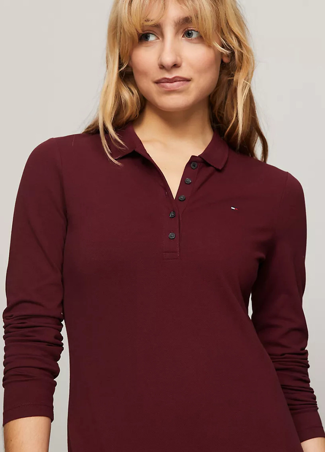 Бордовое кэжуал платье поло Tommy Hilfiger однотонное