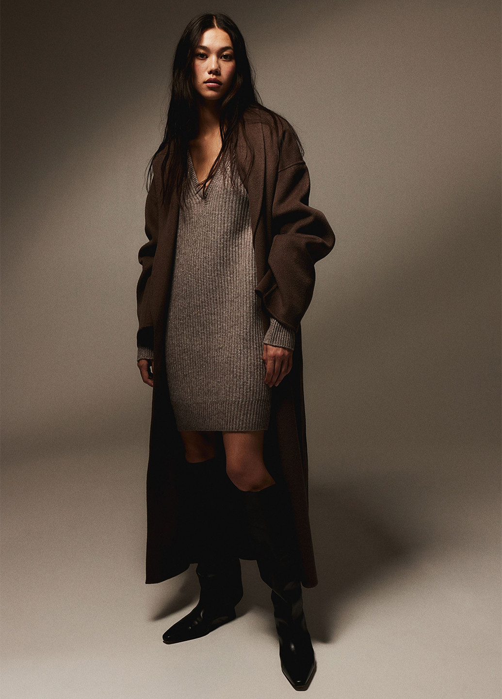 Сіро-коричнева кежуал сукня сукня светр H&M меланжева