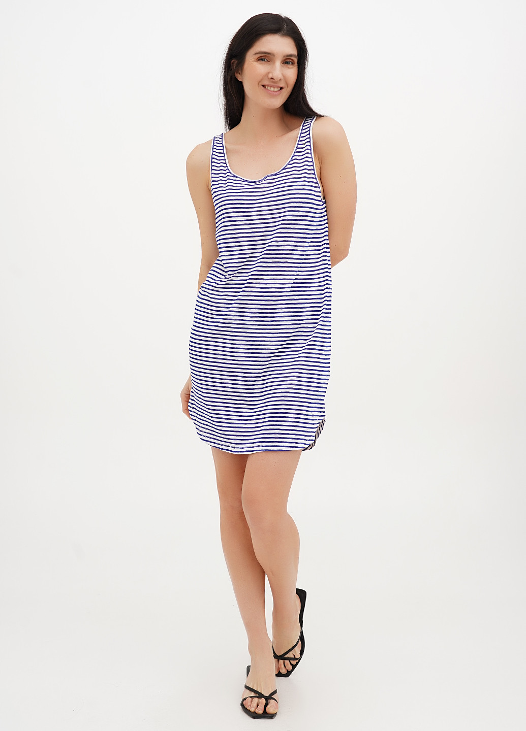 Синее кэжуал платье платье-майка Weekday в полоску