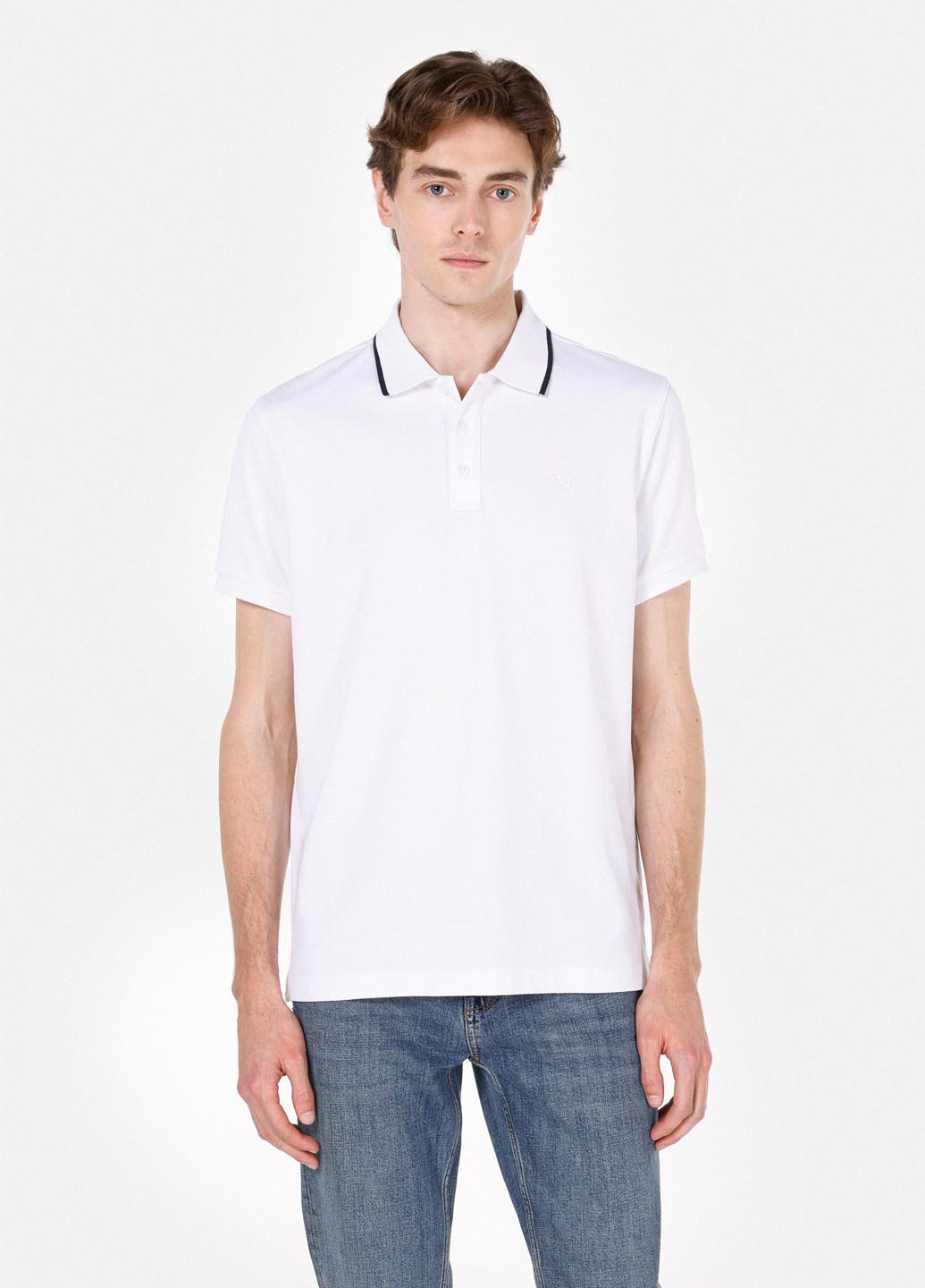 Белая футболка-поло для мужчин Colin's однотонная