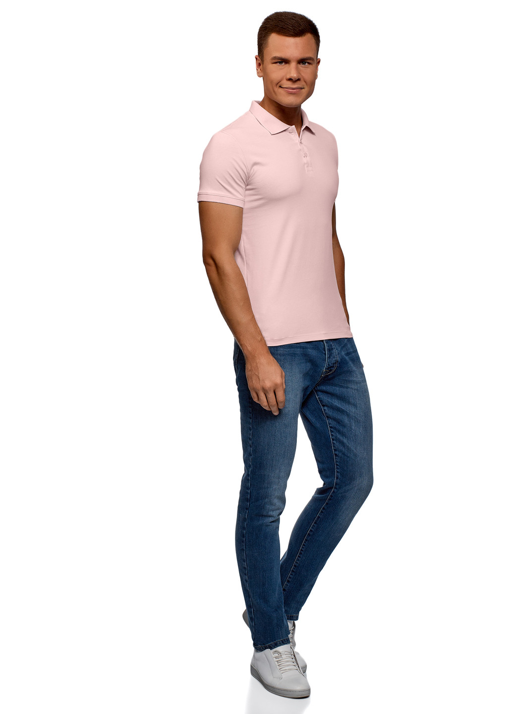 Светло-розовая футболка-поло для мужчин Oodji