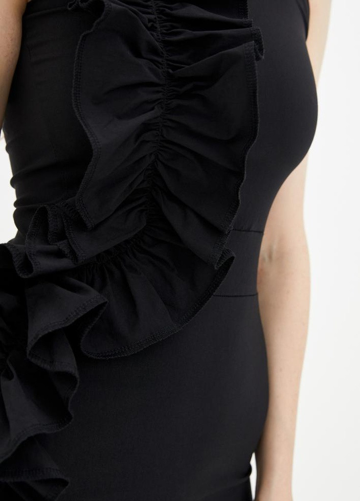 Чорна кежуал оригінальна жіноче плаття-міні з басками jasmine Podium однотонна
