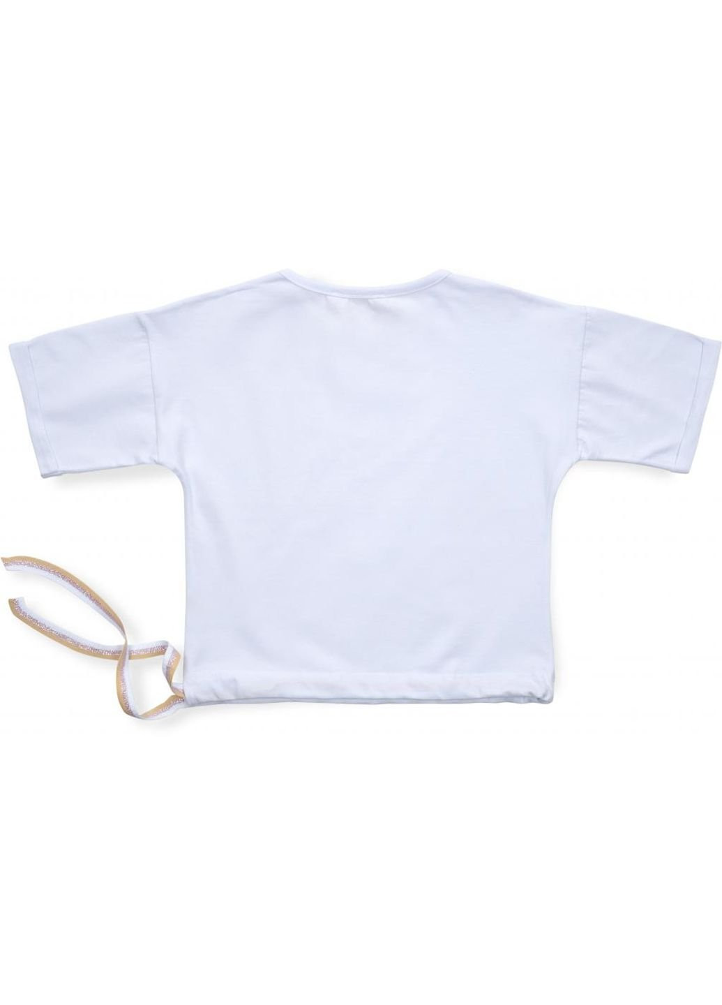 Біла літня футболка дитяча одяг з паєткою (3126-122g-white) Smile