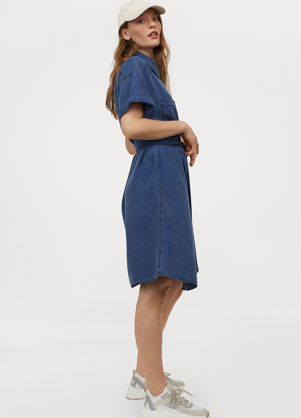 Синя кежуал сукня сорочка H&M однотонна