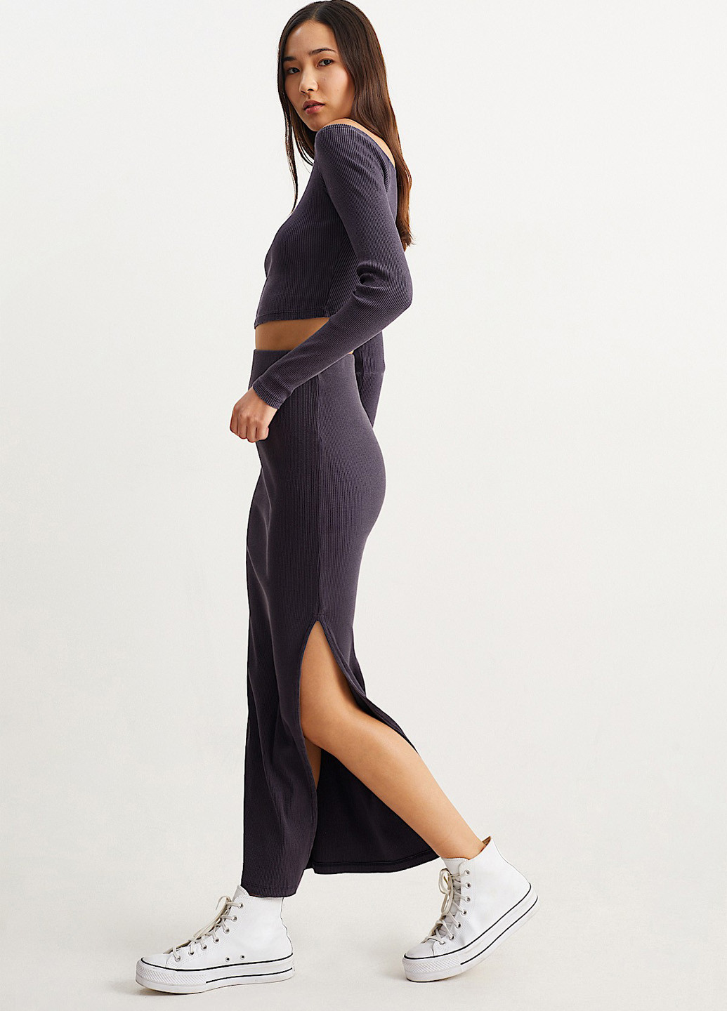 Фиолетовая кэжуал однотонная юбка C&A