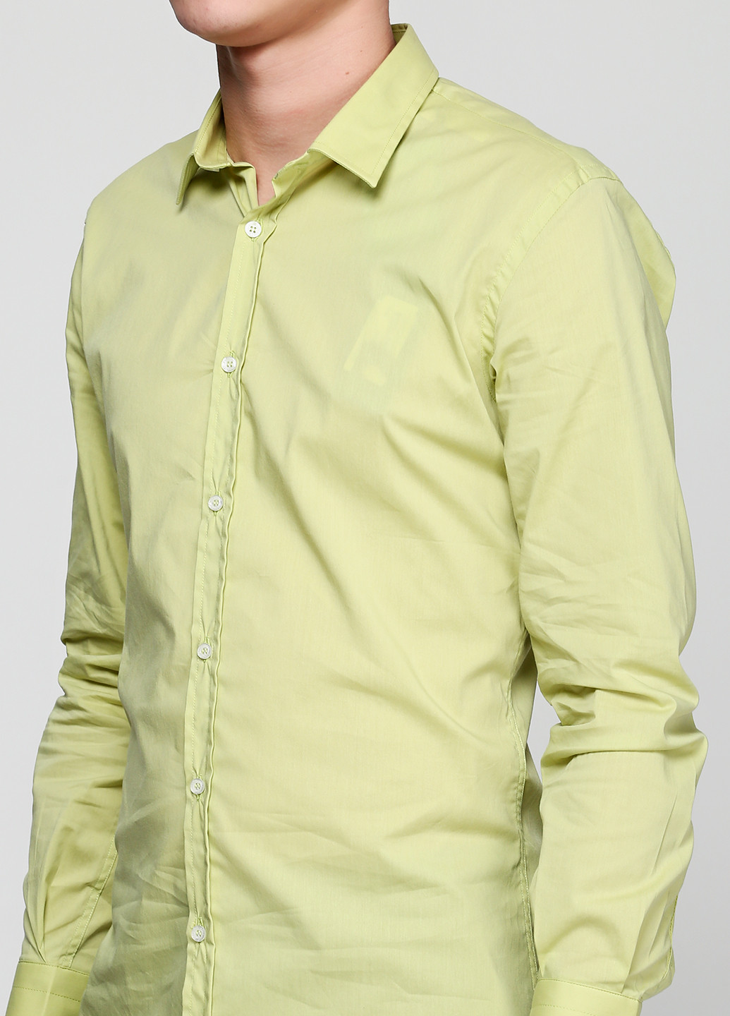 Салатовая кэжуал рубашка однотонная Sorbino с длинным рукавом