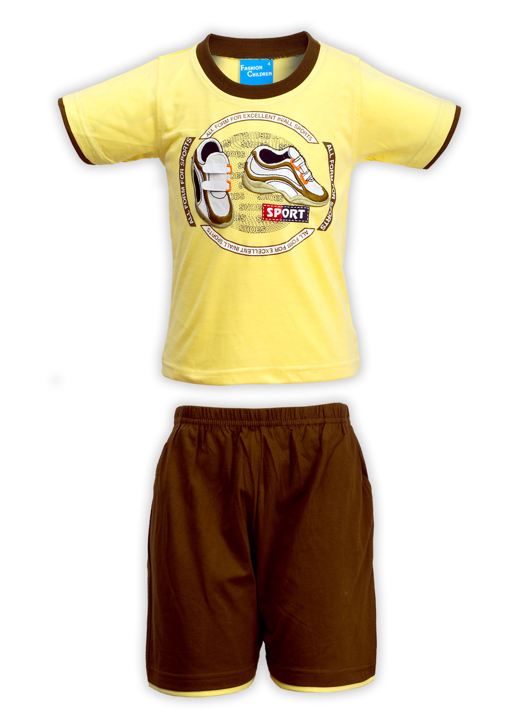 Желтый летний костюм (футболка, шорты) Fashion Children