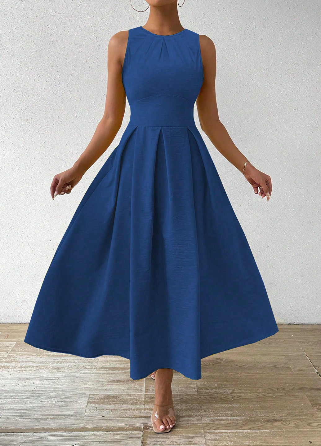 Синее кэжуал платье колокол SHEIN однотонное