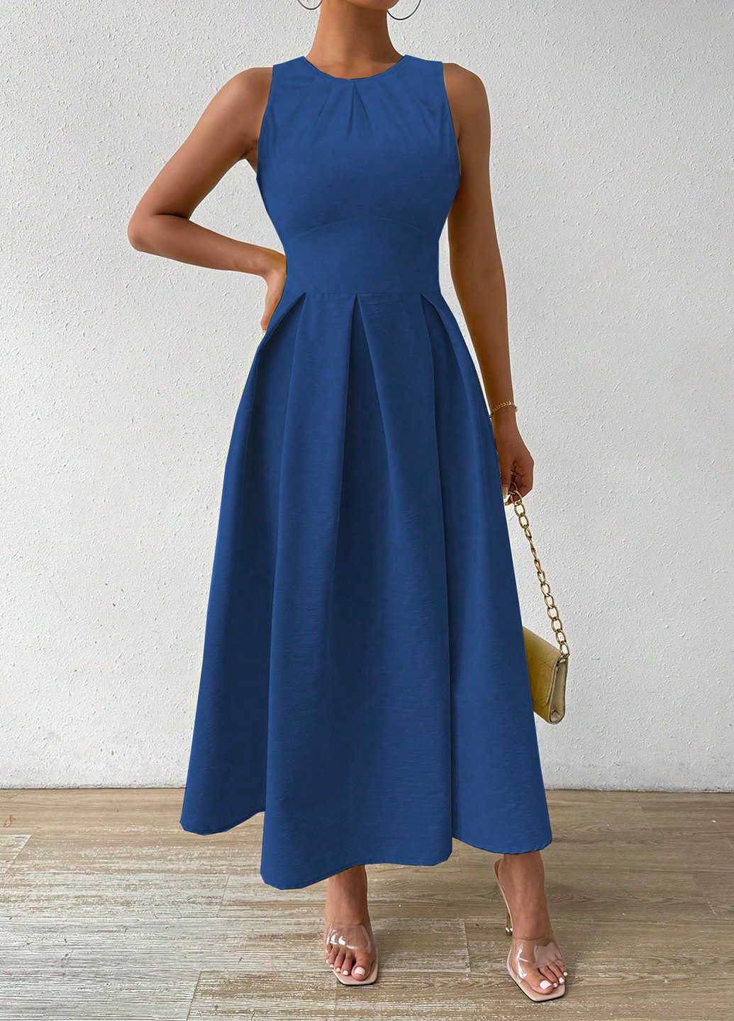 Синее кэжуал платье колокол SHEIN однотонное