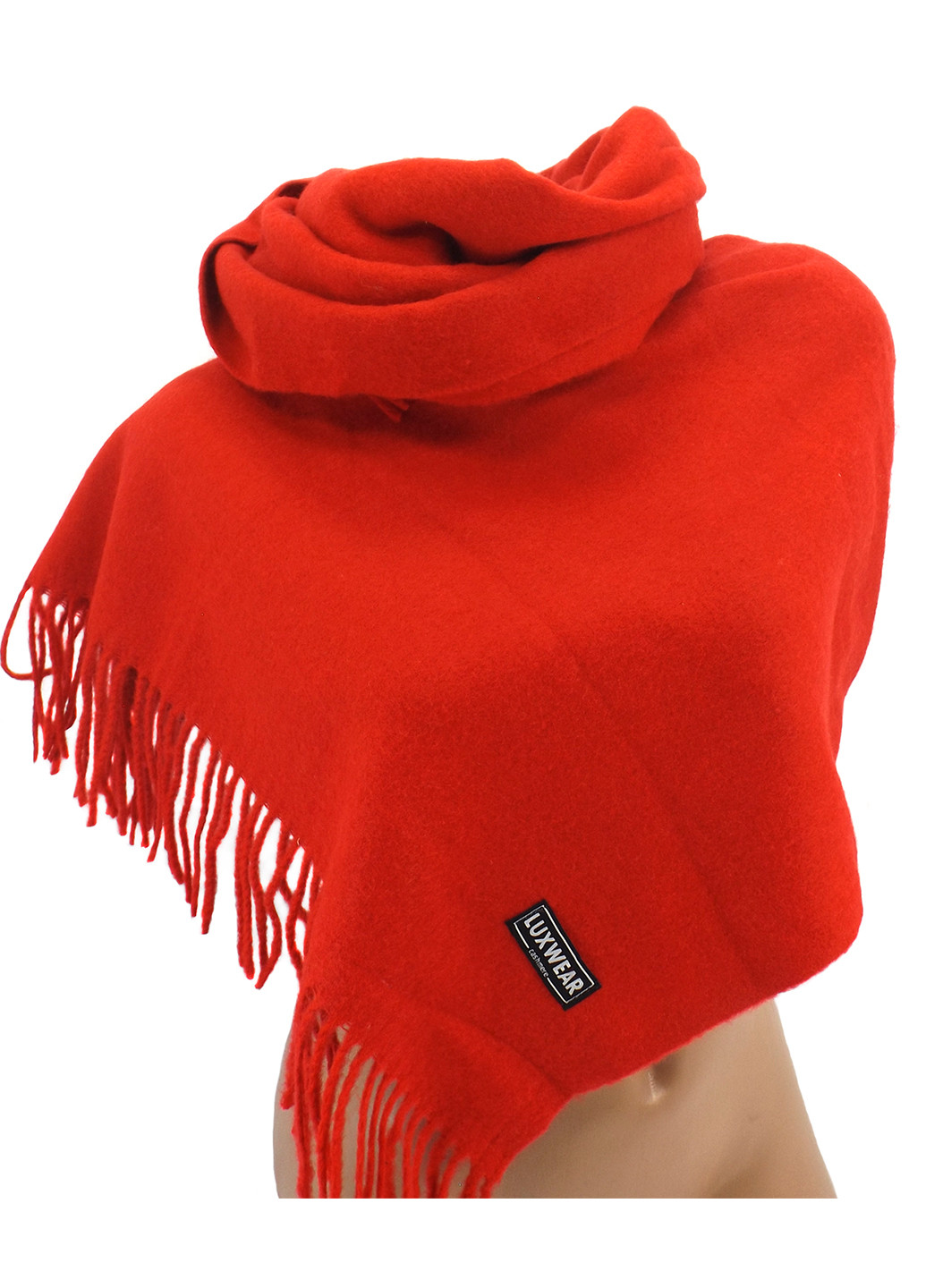 Женский кашемировый шарф Красный LuxWear S128007 однотонный красный кэжуал кашемир
