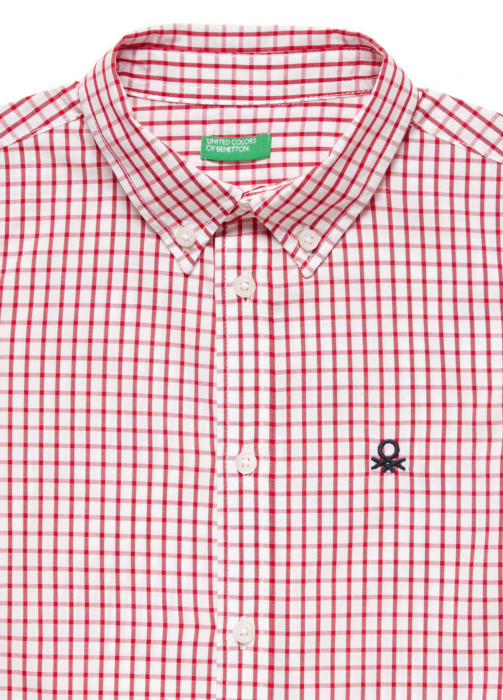 Красная кэжуал рубашка в клетку United Colors of Benetton с длинным рукавом