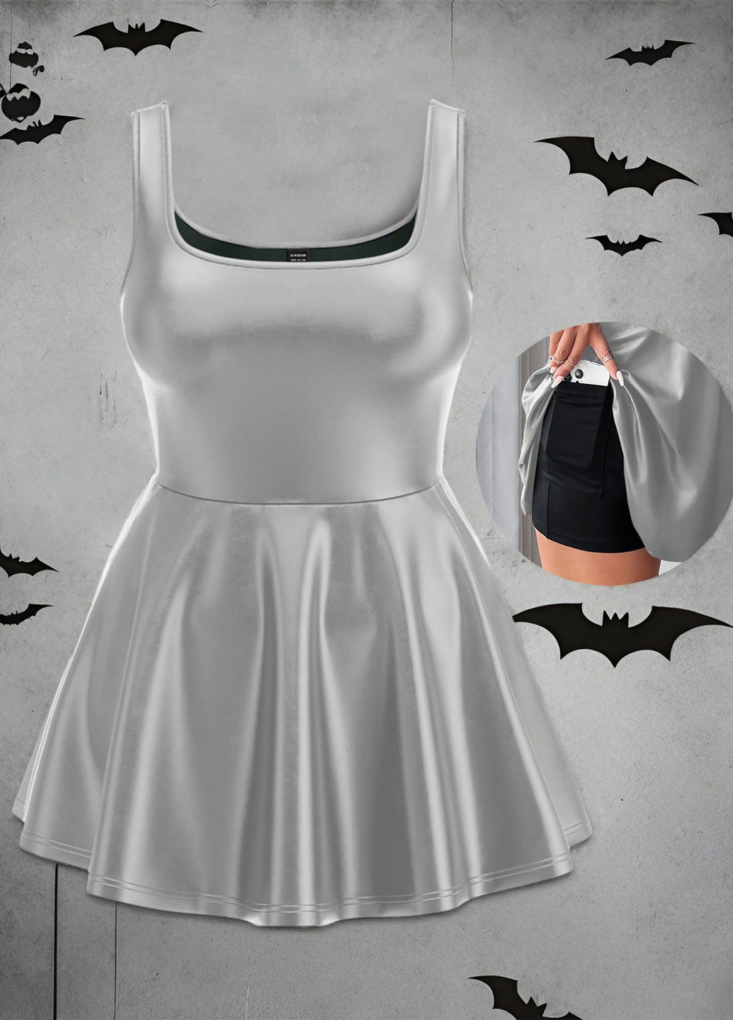 Комбинезон SHEIN комбинезон-шорты колор блок серебряный кэжуал полиэстер